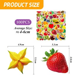 RELKLYU 100 Stücke Obst- Und Gemüseaufkleber, wasserdichte Aufkleber, Lustige Aufkleber, Können Sammelalben, Koffer Und Computer Dekorieren.