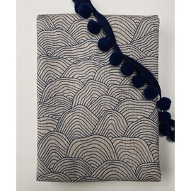 Blue Wave Geometric Waves Linen Look Fabric Material for Dress, Curtain, Home Decor, Curtain, Upholstery - 140cm Wide Canvas (3)