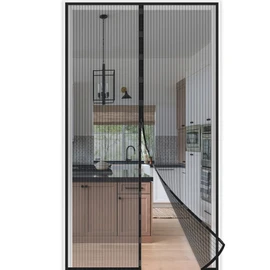 Jarolift Fly Screen Magnetic Curtain for Doors, Various Sizes And Colours Available No Drilling Necessary, Black , 140 x 250 cm