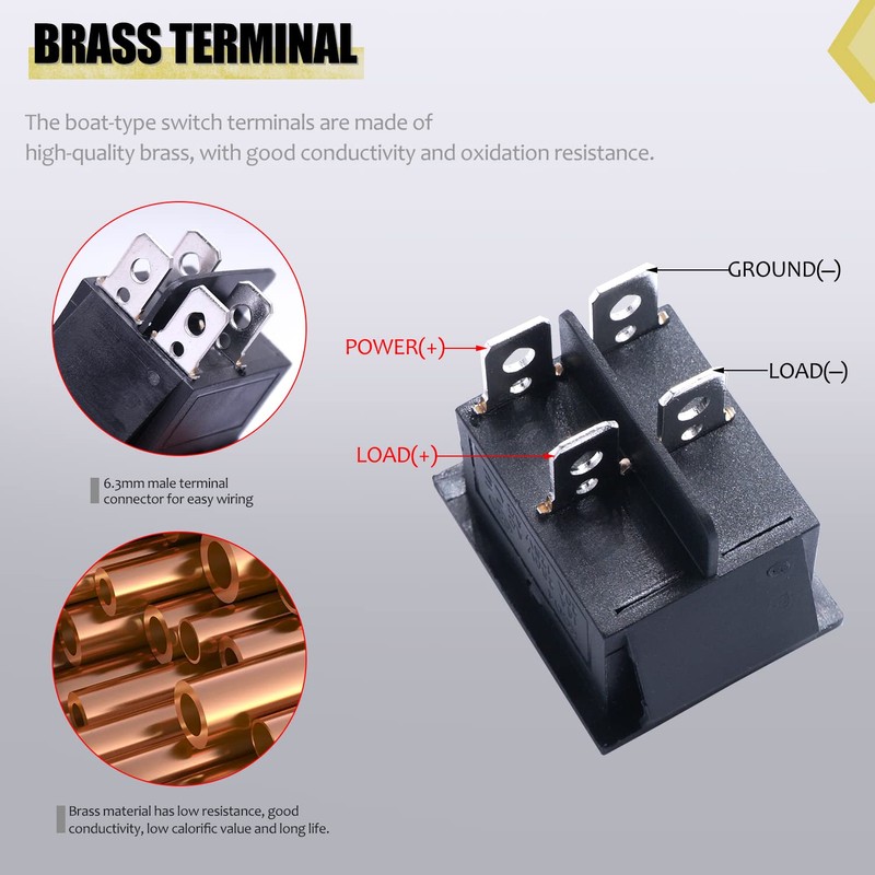 Twidec/2Pcs Rocker Switch AC 10A/125V 6A/250V DPST 4 Pins 2