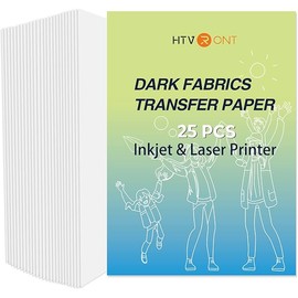 HTVRONT Heat Transfer Paper for Dark T Shirts -25 Sheets 8.5x11" Iron on Transfer Paper for Inkjet & Laser Printer, Stretchable & Durable Printable Heat Transfer Vinyl, Easy to Use