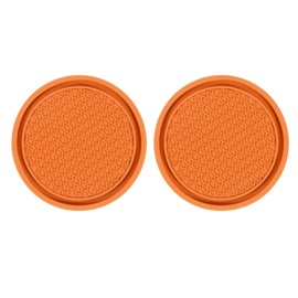 sourcing map 2pcs Car Cup Coasters Universal PVC Car Cup Mats Non-Slip Cup Holder Insert Coasters Car Interior Accessories, Orange