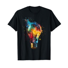 Light Bulb Painting Art Colorful Graphic T-Shirt