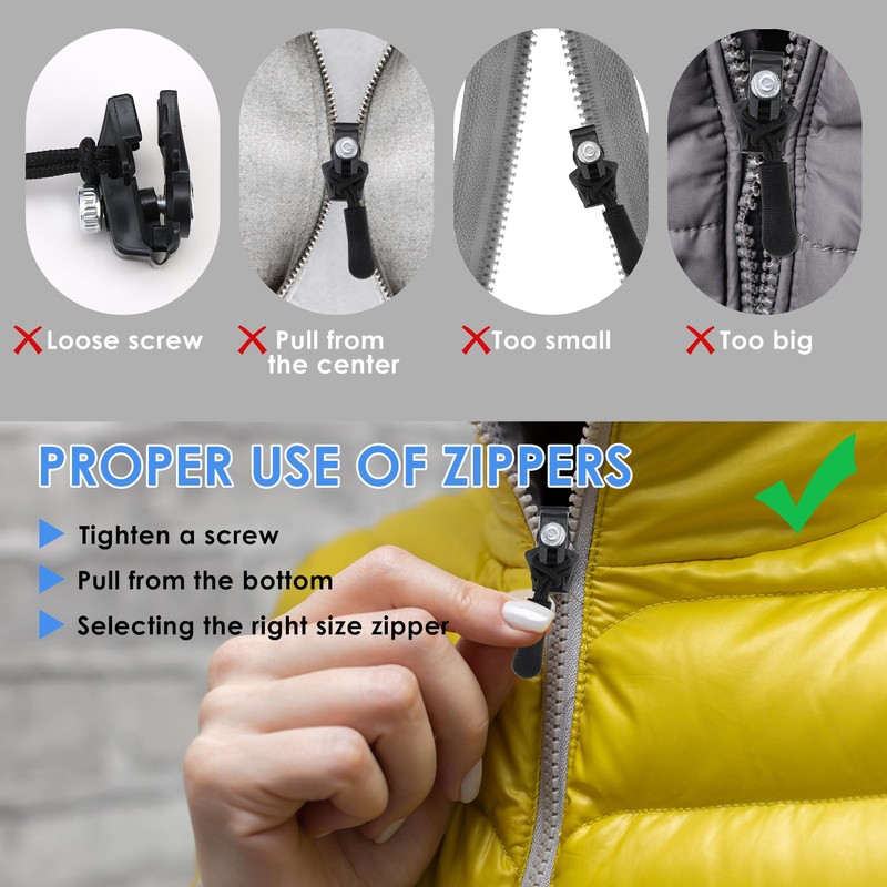 SMCEHEYA 8 PCS Zip Repair Kit 3 Sizes Replacement Zipper