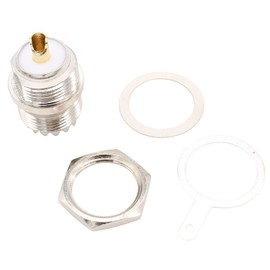 SO239 Bulkhead Conector 4-Pack Pl259 Female Nut Bulkhead Panel Mounting Straight Socket with UHF Handle Deck Clip Solder Post Coaxial Adapter for for CB radios, Test Equipment