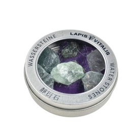 Lapis Vitalis Water Stones Mixture of Fountain of Youth 100 g – Energy Stones Set in an Elegant Metal Gift Tin – Decorative Raw Stones – Stone Mix of Fluorite, Chrysoprase and Peridot