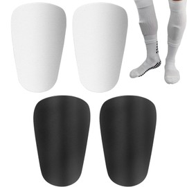 Rigidstone 4 Pieces/2 Pairs Mini Football Shin Guards 10 x 6 cm Shin Pads Children Football Football Shin Guards for Adults & Children, Football (Black + White)