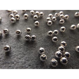 SILVER PLATED CORREGATED BRASS ROUND SPACER BEADS 3 MM PACKAGES OF 100