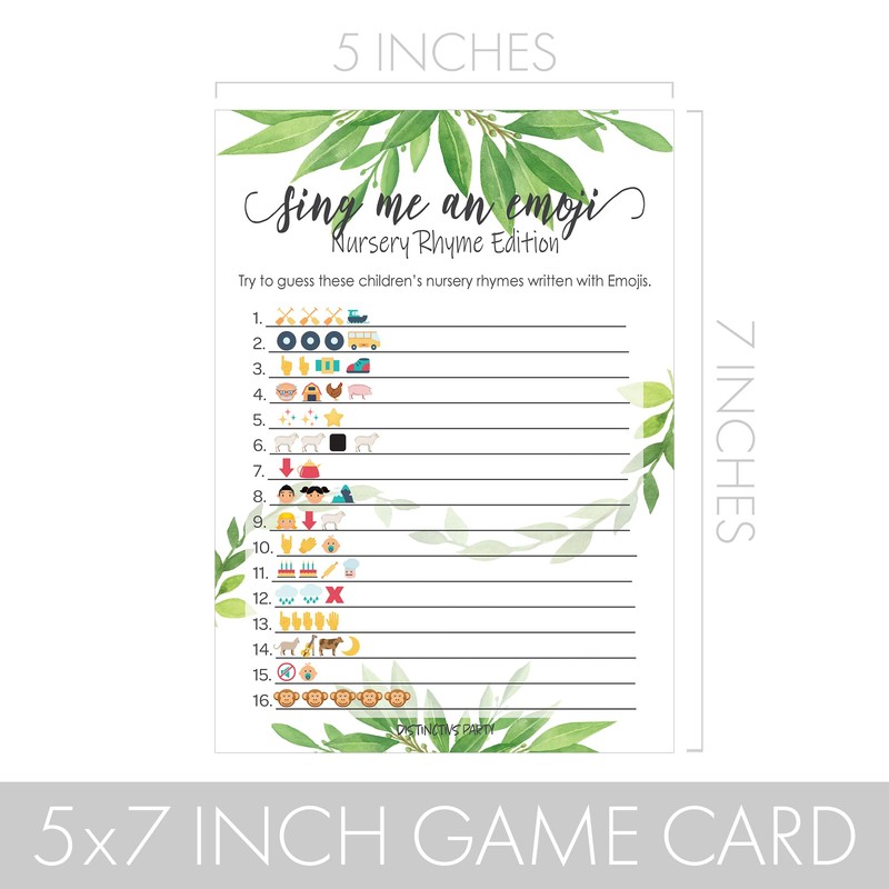 DISTINCTIVS Greenery Baby Shower Emoji Game - 20 Count