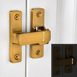 INIRET 90/180 Degree Flip Latch - Heavy-Duty Lock Bolt for Gate, Barn, Garden, Fence, Shed, and Window Applications (Brass Luminous)