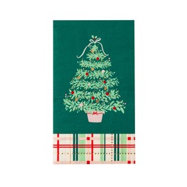 Bonjour Fête Christmas Tree Plaid Paper Party Guest Towels | 3-Ply Fancy Large Size for Christmas, Holiday Celebrations & Winter Gatherings | Table Decor | Party Supplies | Pack of 20, 4.25" x 7.75"