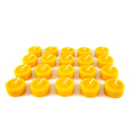 Naturra 20 100% Beeswax Tea Lights Hand-Cast - Beeswax Directly from Beekeepers