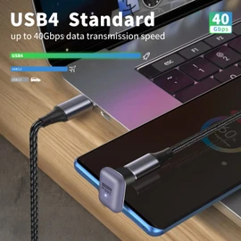 Poyiccot 180 Degree USB C Adapter 240W, 2-Pack U Shape USB C 180 Degree Angled USB 4.0 Type C Extender Connector Support 40Gbps Data & 8K Video for Thunderbolt 4/3, Laptop, MacBook