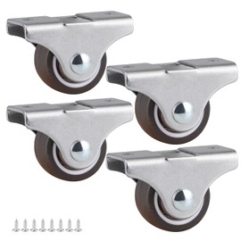 Skelang 4-Pack Rigid Caster 1", Low Profile Caster Wheel, Top Plate Fixed Caster for Trundle Bed, Cabinet, Drawer, Total Load Capacity 106 Lbs
