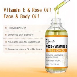 Pjordo Set De Aceite De Rosa Con Vitamina E Y Herramientas De Masaje Gua Sha, Aceite Gua Sha Para Rostro Y Cuerpo, Aceite Orgánico De Vitamina E Para Hidratar Y Humectar, Antienvejecimiento, Regalo De