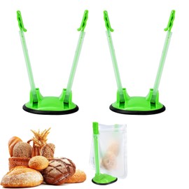 2 Pcs Freezer Bag Holder Stand with Adjustable Clips,Adjustable Sandwich Bag Stand Holders, Food Storage & Cling Wrap for Meal Prep, Baking, Nuts & Picnics (Stabilizes Plastic Bags)
