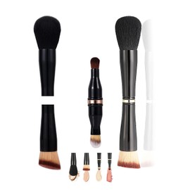 Taicols 4 in 1 Travel Makeup Brush, Multi-Functional Portable Double Ended Makeup Brush Set Eyeshadow Eyebrow Liner and Blush Blending Double Ended Makeup Brush Ideal for Liquid, Cream, Powder, Concealer