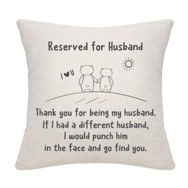 Bommex Funny Cartoon Cushion Covers Thank You For Being My Husband If I Had A Different Husband I Would Pouch Him In The Face And Go Find You Husband Birthday Valentine's (husband), HE724-747