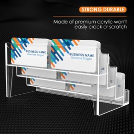 MaxGear Acrylic Business Card Holder for Desk Multiple Business Card Holders, Business Card Stand Card Display Holder, Clear Plastic Business Card Holder Display Office, 8 Pocket 4 Pack