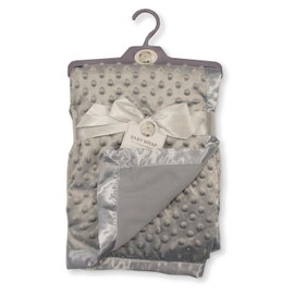 Baby Velour Bubble Wrap Blanket with Satin Trim (Grey)