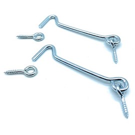 JAM2DAY 2 x Screw in Gate Hooks and Eyes - 75mm (3") Bright Zinc Plated