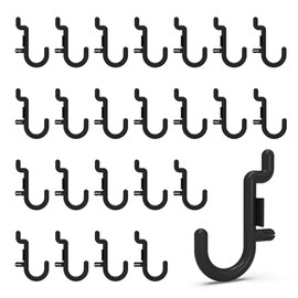 HUHOLE 100 Pack Pegboard Plastic Hooks – J Shape Peg Board Hooks for Hanging Jewelry, Crafts & Tools – Fits Standard 1/4" Pegboards – Durable Black Pegboard Hooks for Garage Organization
