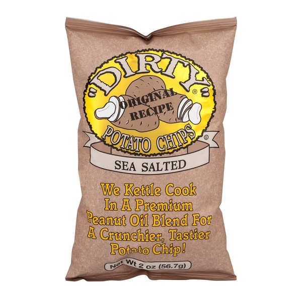 Dirty Kettle Potato Chips, Sea Salted, 2 oz. Bag, 25 Count – Gluten Free, Skins On, Savory, Crunchy Chips, Great for Lunches or Snacking on the Go