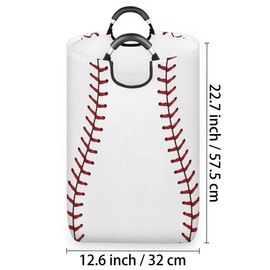 Baseball Lace Laundry Hamper,Large Round Storage Basket,Collapsible Basket Bins for Dirty Clothes Kids Toys Baby Blanket Organizer Nursery Bedroom Bathroom Storage Decor