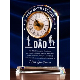 Sttokilly Dad K9 Crystal Clock Gifts from Daughter or Son,Elegant Desk Clock with Base for Father‘s Day,Birthday Gift Idea for Dad Who Wants Nothing，Sentimental Keepsake Present for Father