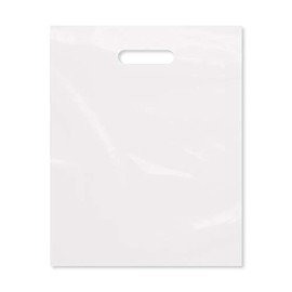 Purple Q Crafts Clear Plastic Bag With Handles 12"x15" Clear Frosted Die Cut Plastic Bags With Handles 100 Pack for Merchandise, Retail, Gifts, Trade Show and More (12"x15")…