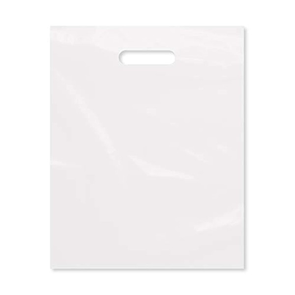 Purple Q Crafts Clear Plastic Bag With Handles 12"x15" Clear Frosted Die Cut Plastic Bags With Handles 100 Pack for Merchandise, Retail, Gifts, Trade Show and More (12"x15")…