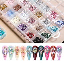 Oneleaf 48 Grids Nail Art Decoration Kit, Professional Nail Decoration with Foils Flakes for Nails Studs Sequins for Nails Art, Sticker for Tips Manicure Decor Mixed Accessories