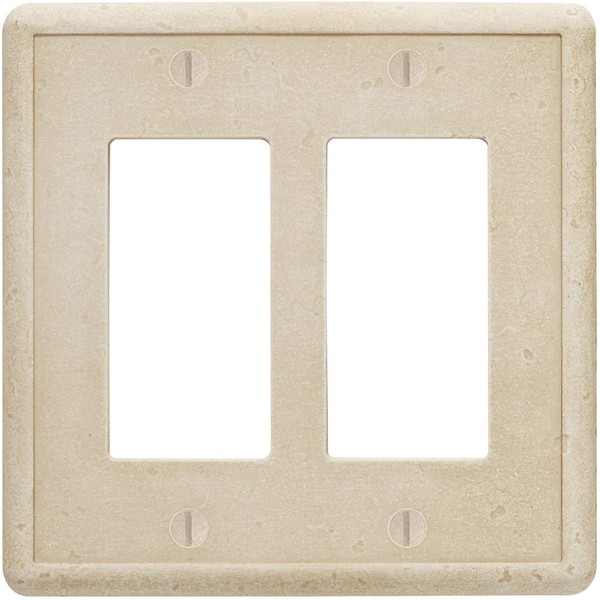 Double Rocker - Travertine Light Switch Cover Cast Stone Tumbled Textured Outlet Cover Wall Plate