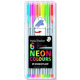 Staedtler Bolígrafos de dibujo de punta fina de 0.3 mm, 6 unidades, línea fina Triplus de 6 unidades, paquete de 6 unidades