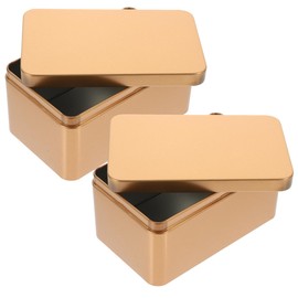 DOITOOL Household Tea Box Set of 2 Rectangular Tinplate Storage Boxes 5.12X3.15X2.36 Inch Airtight Metal Boxes with Lid Multi-Purpose Tea Organizer for Bulk Coffee and Jewelry