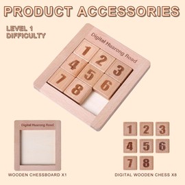 AIUAZA Wooden Number Sliding Puzzle, Brain Teasers Toy Tangram Slide Puzzle Game, Sequential Puzzles Board Game, Educational Toy for Children and Adults (1-15 Medium Size)