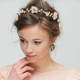 HJZHII Hair Accessories Communion Girls, Communion Hair Accessories for Women, 29 cm Flower Wreath Hair Children Bride Wedding Bridal Jewellery Flower Girl Hair Band Headband Bohemian Headpiece for