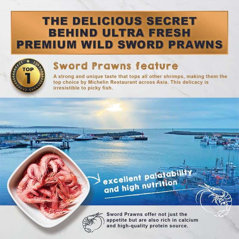 Ultra Fresh Monster Fish Food, Wild Sword Prawns, Floating Sticks