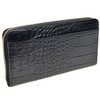 Rinre Long Wallet, Zipper, Round, Genuine Leather, Embossed Crocodile, Made