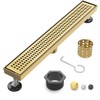 28 Inch Brushed Gold Linear Shower Drain with Adjustable Feet
