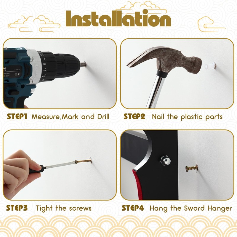 Barydat Katana Sword Holder Stand Wall Mount Katana Samurai Sword