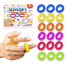 Daskid 18 Pcs Fidget Sensory Rings Set – Stress Relief Anxiety Rings for Kids & Adults, Soft and Stretchy, Ideal for ADHD, Autism, Focus & Calming Therapy