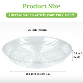 Shellwei 18 Pack 20 Inch Plastic Plant Saucers Extra Large Clear Flower Pot Drip Trays Plants Drip Tray Plant Drainage Tray Plants Saucer Trays for Indoors Outdoors