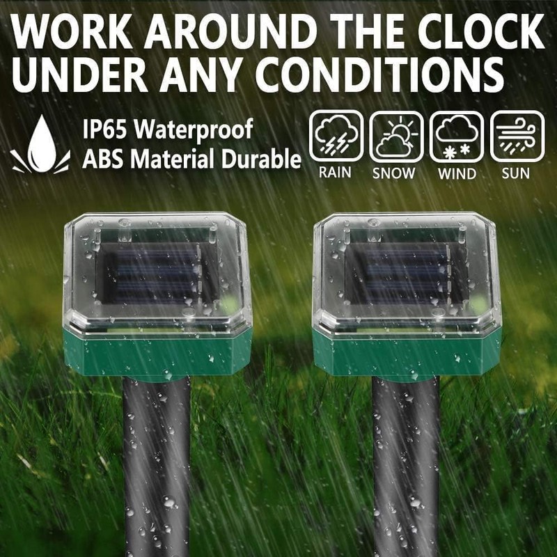 Mole Repellent Solar Powered, Waterproof Vole Chipmunk Repellent Outdoor,Ultrasonic Gopher