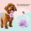 Pearl Flower Dog Collar Necklace with Bell,Elastic Collar for Puppy