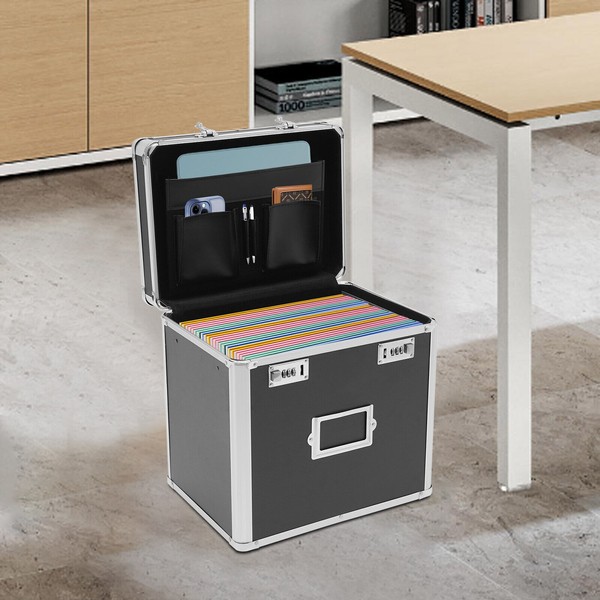Portable File Cabinet Lock Storage Organizer Home Office Metal Box