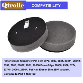 Qtrollc Filter Replacement for Bissell CleanView Pet Slim 3070 3080 2831 2903 2921 3339, PowerEdge 2900 2900A 3274, Pet Hair 2897 Vacuum, Compare to Part # 1623102