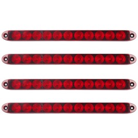 Konrali 4Pcs 16 Inch Red 11 LED Trailer Tail Lights Bar Sealed Trailer Truck Car Stop Turn Tail Third 3rd Center Stop Brake Lights Bar Trailer Left Right Turn Signal Lights Bar IP67 Submersible