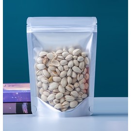 50Pcs Mylar Bags,Resealable Bags Stand Up,Aluminum Foil Ziplock Bags with Clear Front, Food Bags Zip Seal,Sweet Pouches,Smell Proof Bag Heat Seal Packaging Baggies for Food Storage (14x20cm - 50pcs)