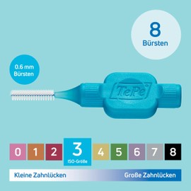 TePe interdental brush - For easy and thorough cleaning of the interdental spaces, 1 x 8 interdental brushes